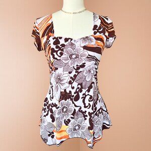 Vintage Y2K American City Wear Floral Scoop Neck Top